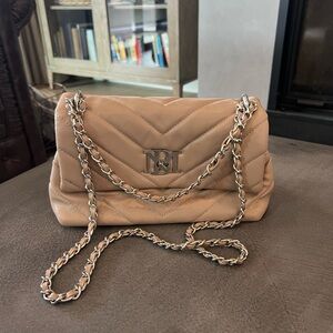 Tan Quilted Chain Shoulder Bag